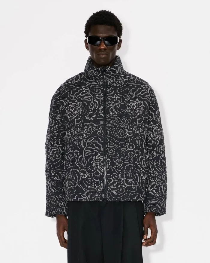 Men 039KENZO Star Tiger039 Down Jacket Black Kenzo Jackets And Coats