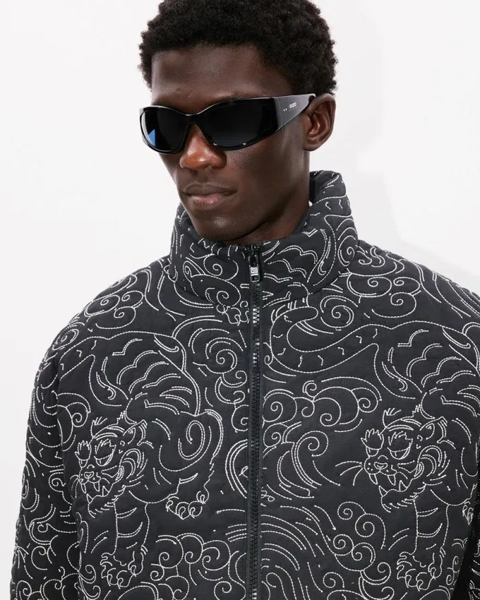 Men 039KENZO Star Tiger039 Down Jacket Black Kenzo Jackets And Coats