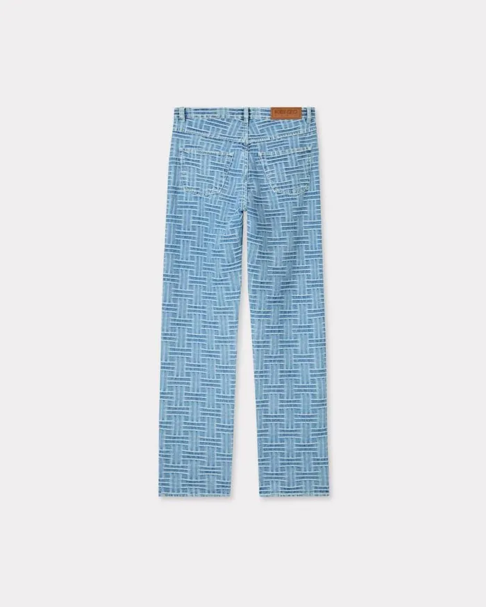 Men 039KENZO Weave039 BOTAN Loose Jeans In Japanese Denim Bleached Blue Denim Kenzo Denim