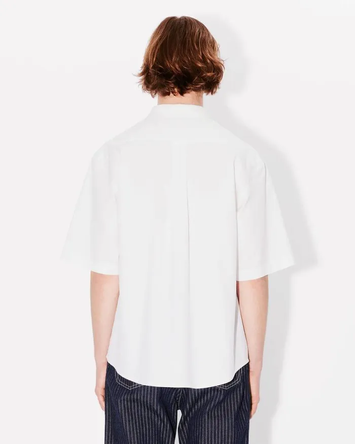 Men 039KENZO Weave039 Casual Jacquard Shirt White Kenzo Shirts