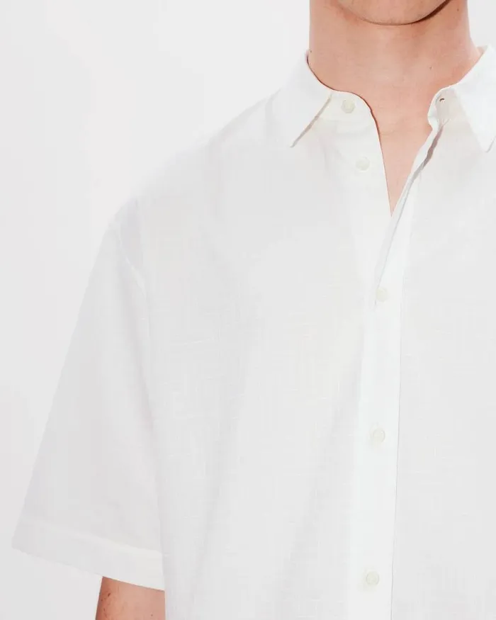 Men 039KENZO Weave039 Casual Jacquard Shirt White Kenzo Shirts