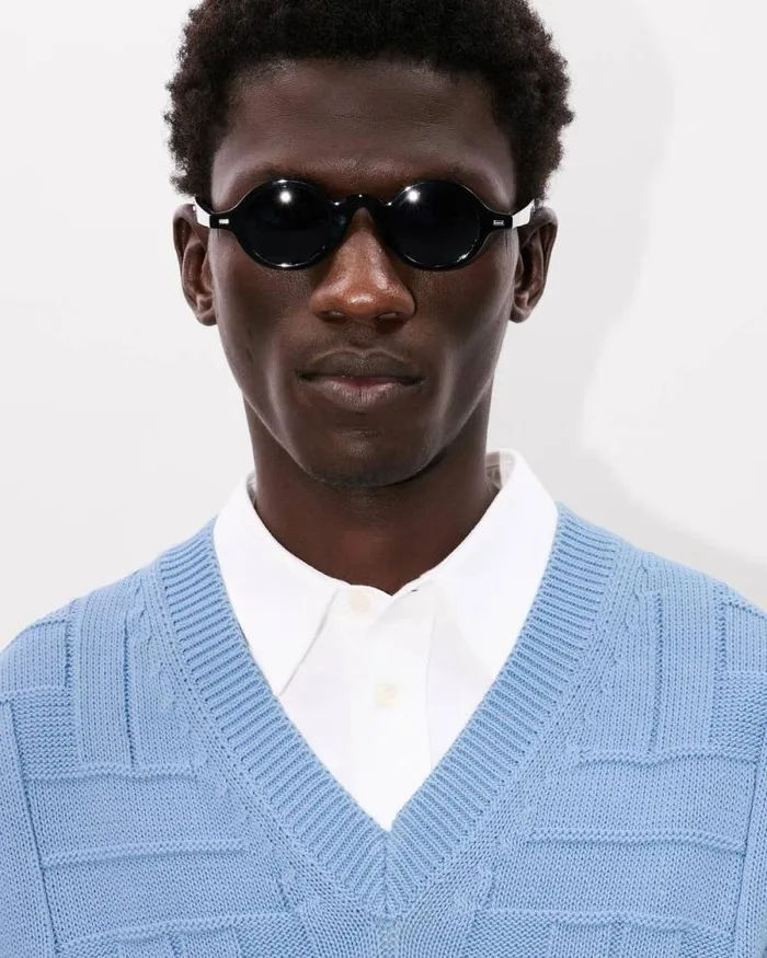 Men 039KENZO Weave039 Embroidered Sleeveless Jumper In Cotton Sky Blue Kenzo Sweaters And Cardigans