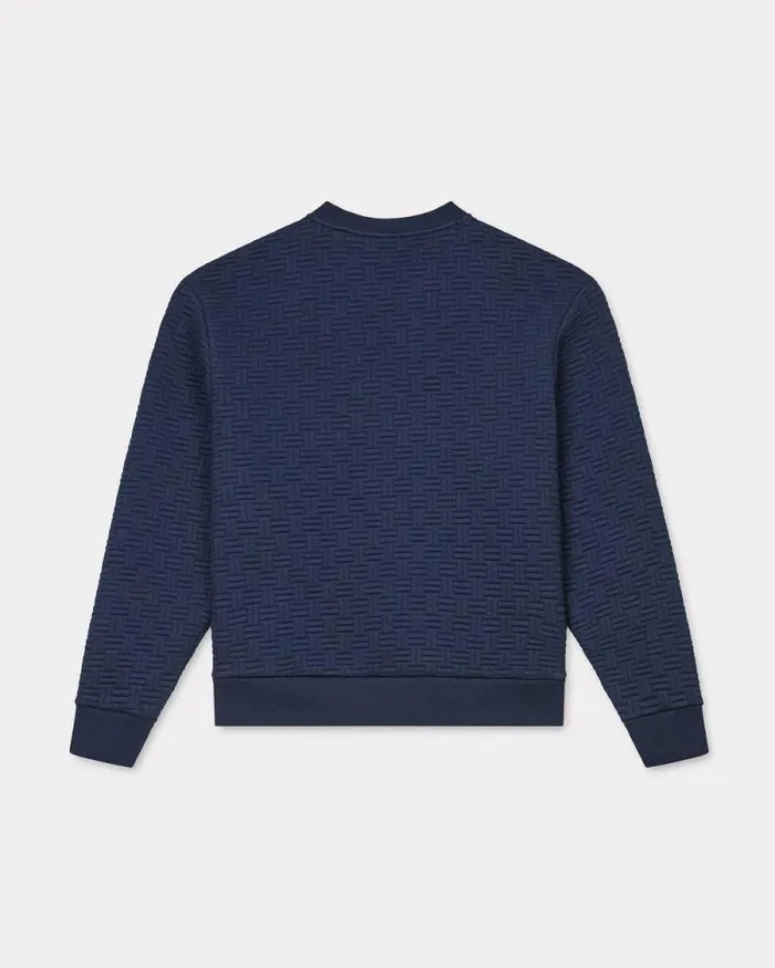 Men 039KENZO Weave039 Embroidered Sweatshirt Blue Black Kenzo Sweatshirts And Hoodies