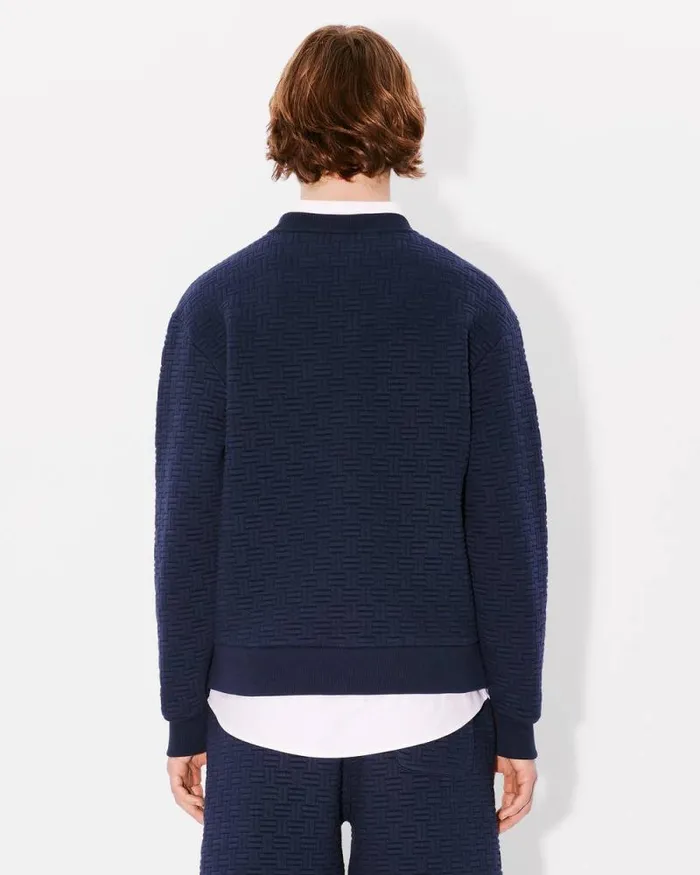 Men 039KENZO Weave039 Embroidered Sweatshirt Blue Black Kenzo Sweatshirts And Hoodies