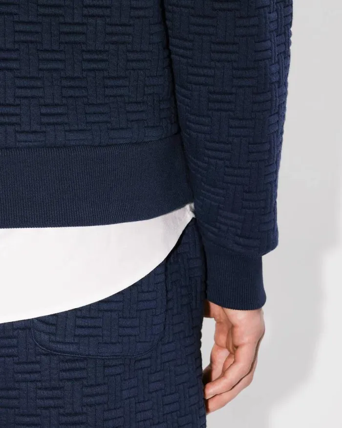 Men 039KENZO Weave039 Embroidered Sweatshirt Blue Black Kenzo Sweatshirts And Hoodies