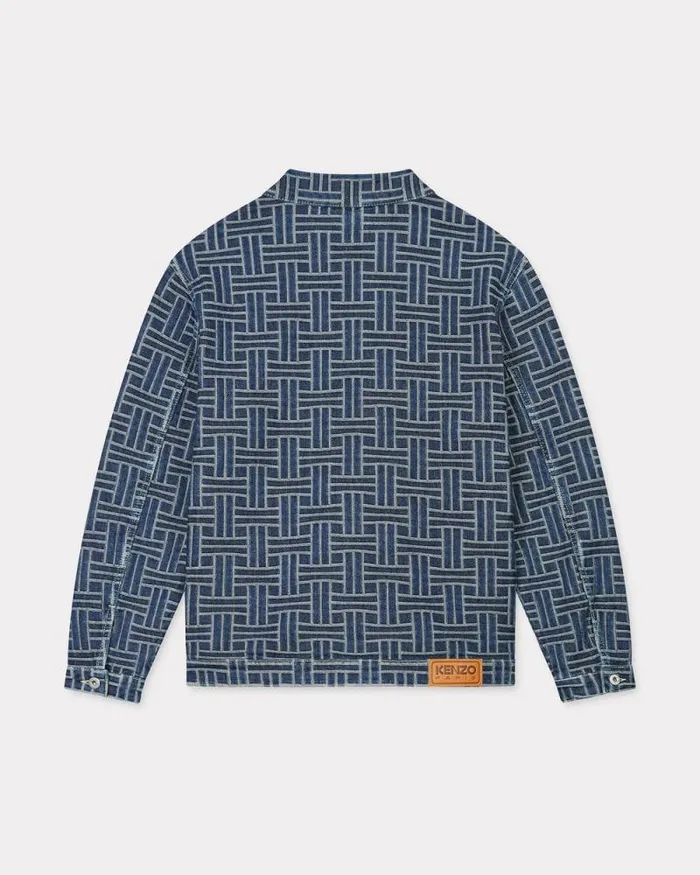 Men 039KENZO Weave039 Kimono In Japanese Denim Dark Stone Blue Denim Kenzo Jackets And Coats