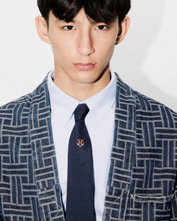 Men 039KENZO Weave039 Kimono In Japanese Denim Dark Stone Blue Denim Kenzo Jackets And Coats