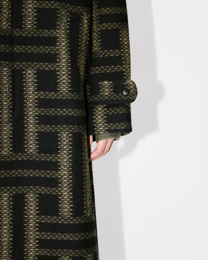 Men 039KENZO Weave039 Overcoat In Wool Black Kenzo Jackets And Coats