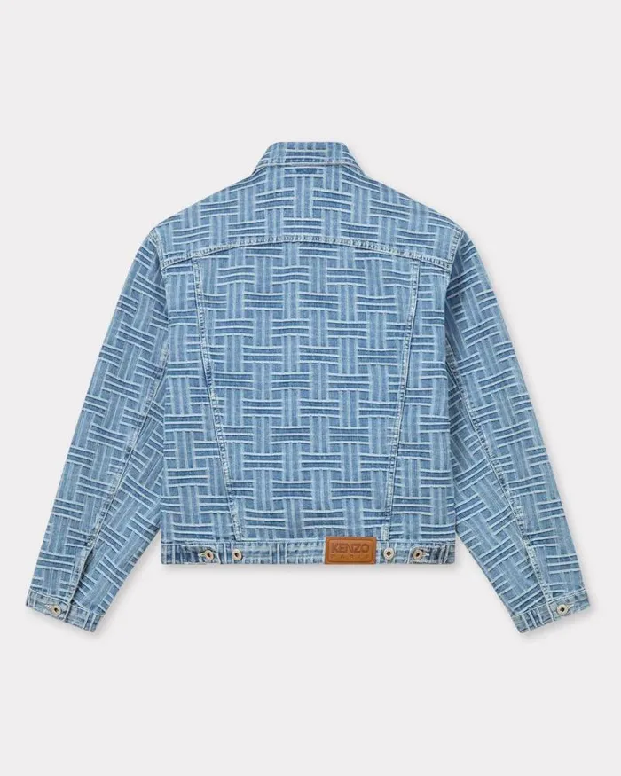 Men 039KENZO Weave039 Trucker Jacket In Japanese Denim Bleached Blue Denim Kenzo Denim