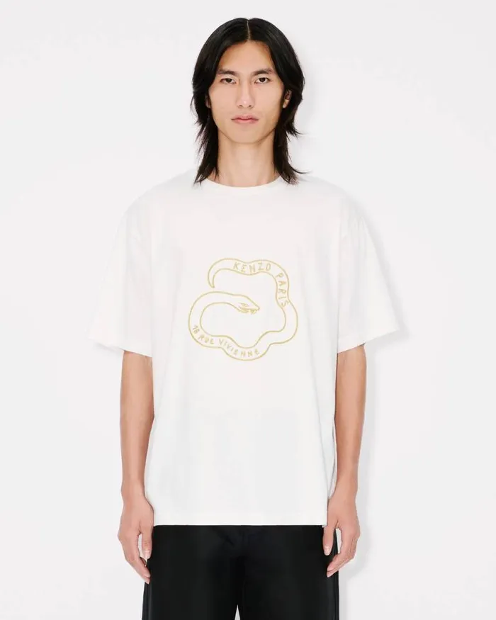 Men 039Lunar New Year039 Embroidered Oversized Tshirt In Cotton Off White Kenzo Tshirts And Polos