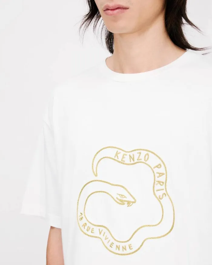 Men 039Lunar New Year039 Embroidered Oversized Tshirt In Cotton Off White Kenzo Tshirts And Polos