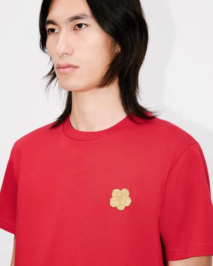 Men 039Lunar New Year039 Embroidered Slim Tshirt In Cotton Cherry Kenzo Tshirts And Polos