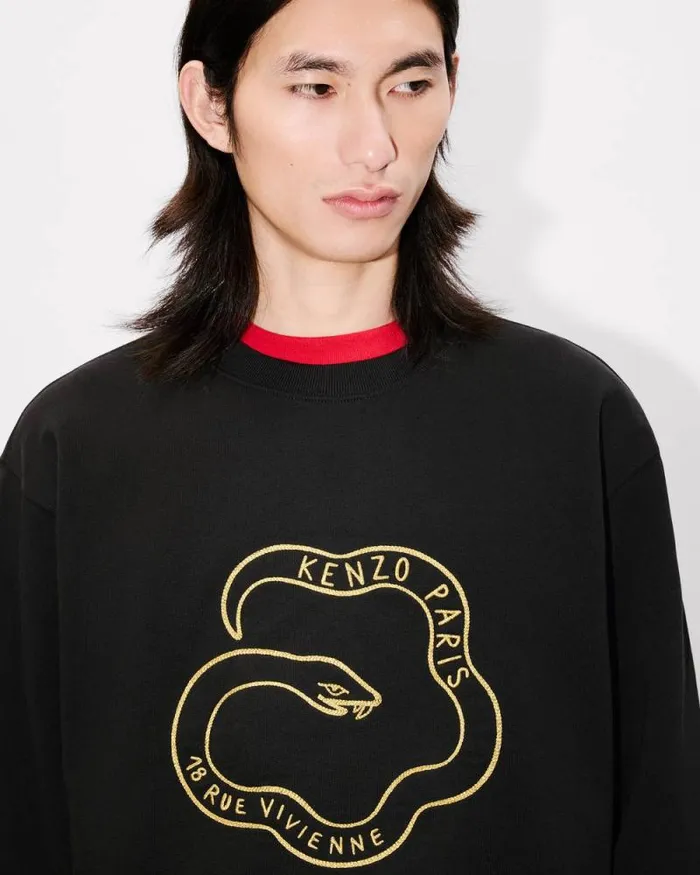 Men 039Lunar New Year039 Embroidered Sweatshirt In Cotton Black Kenzo Sweatshirts And Hoodies
