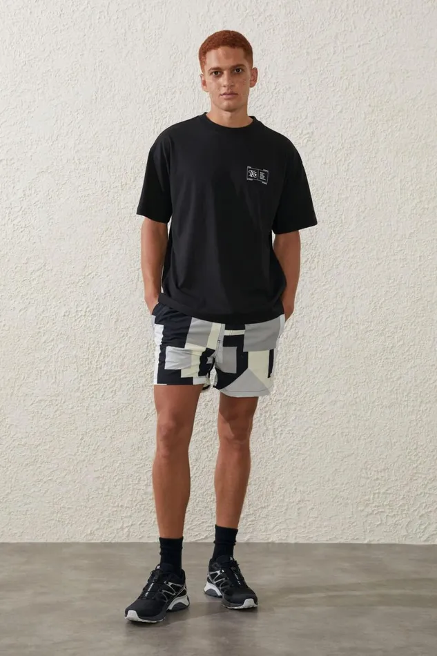 Men Activewear Cotton On Active Kokkinakis TShirt Lcn Tk Black Open Courts