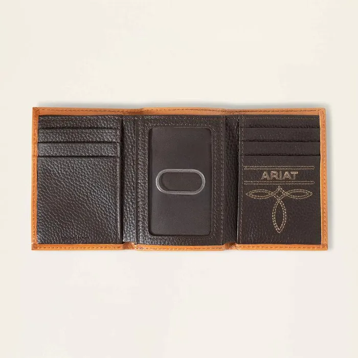 Men Bags and Wallets Ariat Southwest Emboss Trifold Wallet Brown Men Bags and Wallets Ariat Southwest Emboss Trifold Wallet Brown