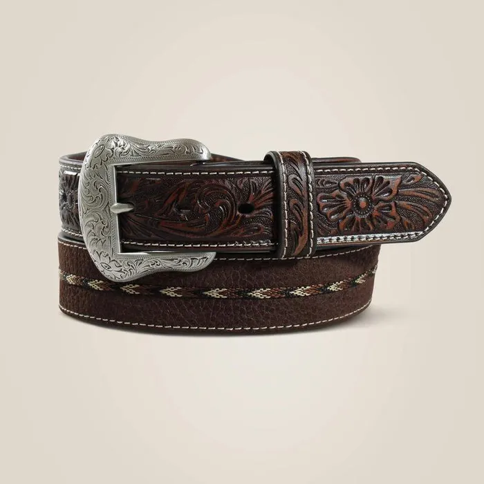 Men Belts Ariat Embossed Center Stitch Belt Brown