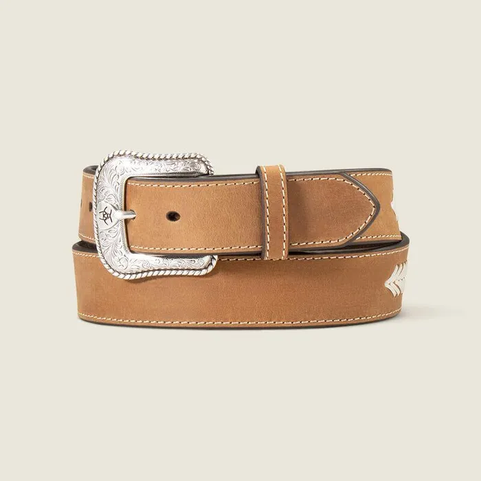 Men Belts Ariat Stitched WConchos Belt Brown
