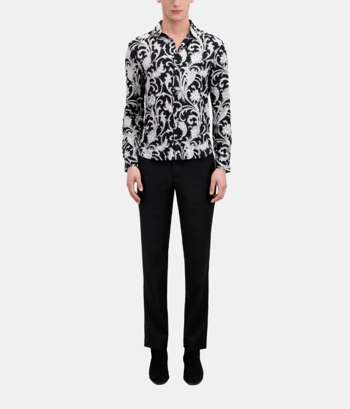 Men Black And White Printed Long Sleeve Shirt THE KOOPLES Shirts