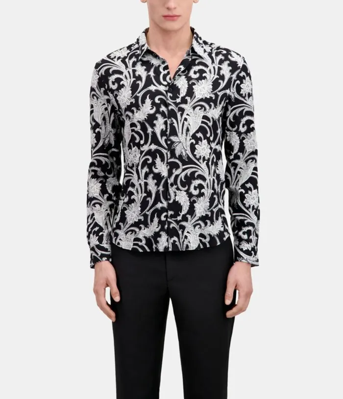 Men Black And White Printed Long Sleeve Shirt THE KOOPLES Shirts