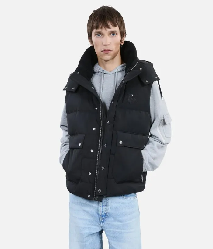 Men Black Sleeveless Down Jacket THE KOOPLES Coats and Jackets