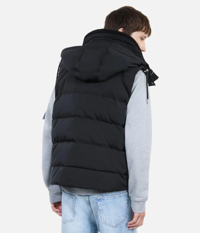 Men Black Sleeveless Down Jacket THE KOOPLES Coats and Jackets