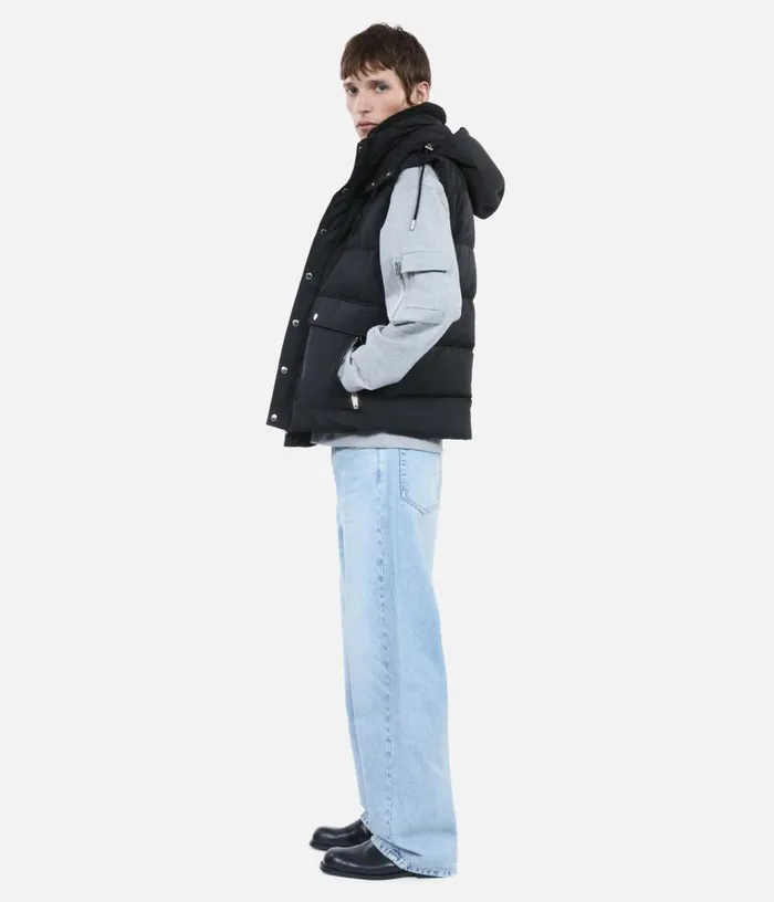 Men Black Sleeveless Down Jacket THE KOOPLES Coats and Jackets