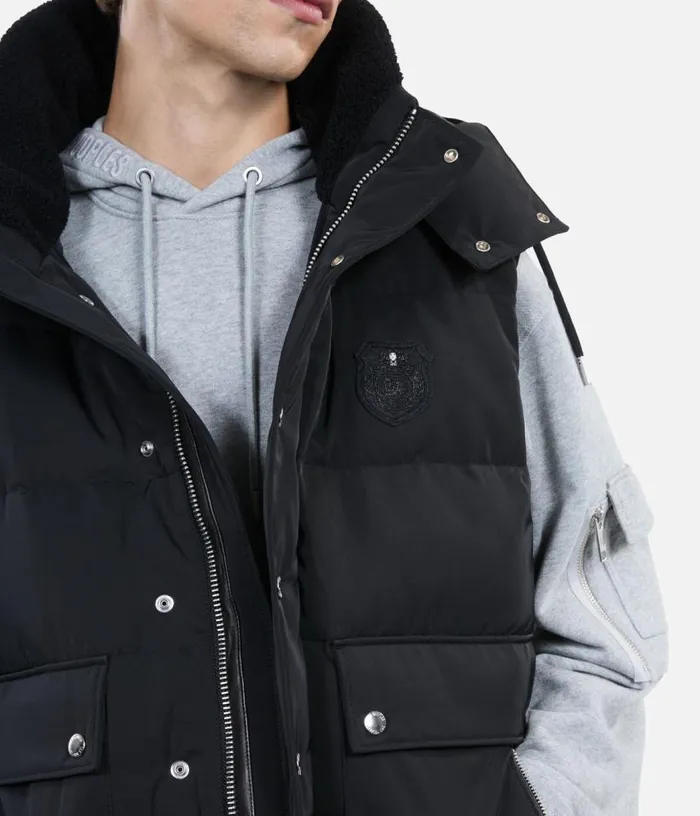 Men Black Sleeveless Down Jacket THE KOOPLES Coats and Jackets