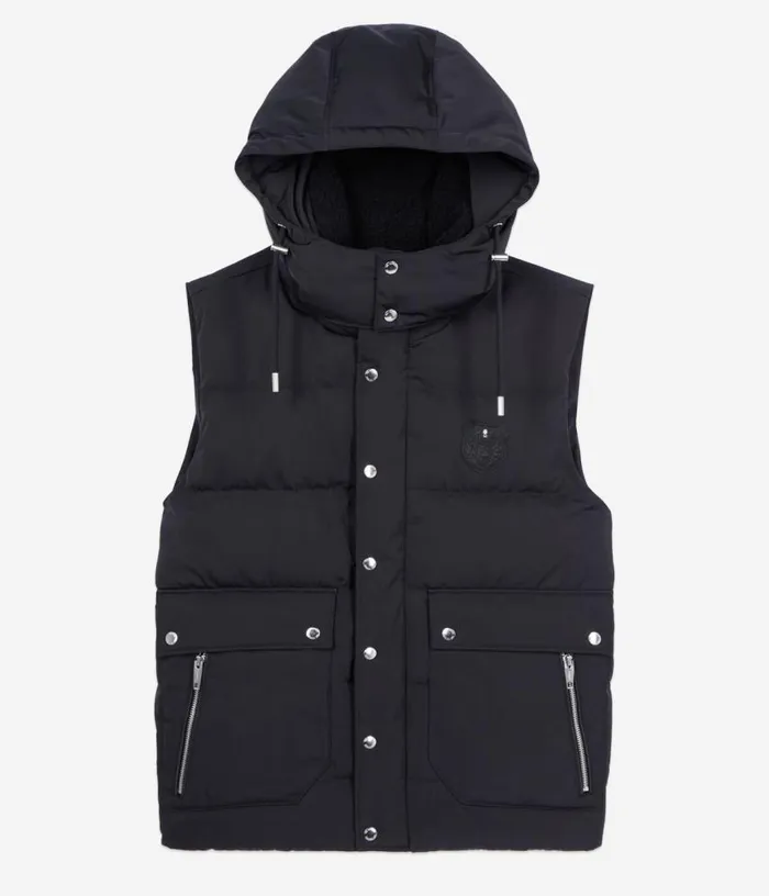 Men Black Sleeveless Down Jacket THE KOOPLES Coats and Jackets