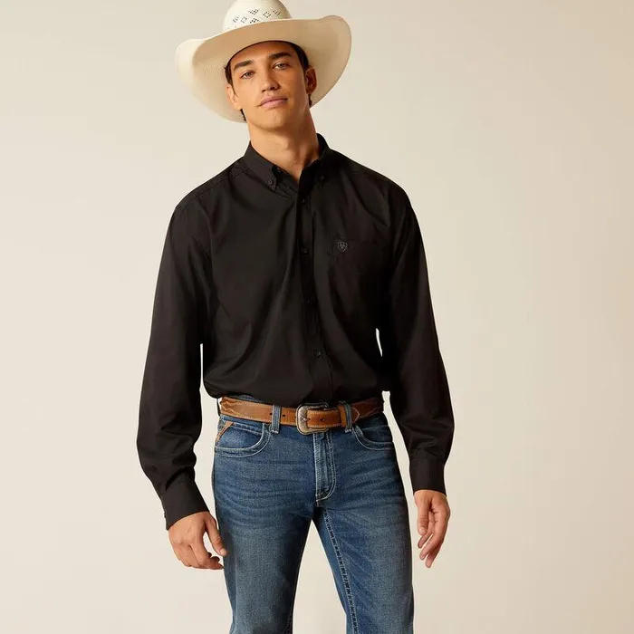 Men Button Down Shirts Ariat 360 Airflow Classic Fit Shirt Black