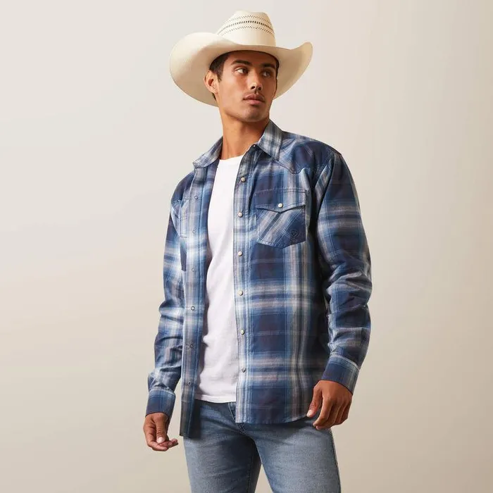 Men Button Down Shirts Ariat Habel Retro Fit Shirt Dark Denim