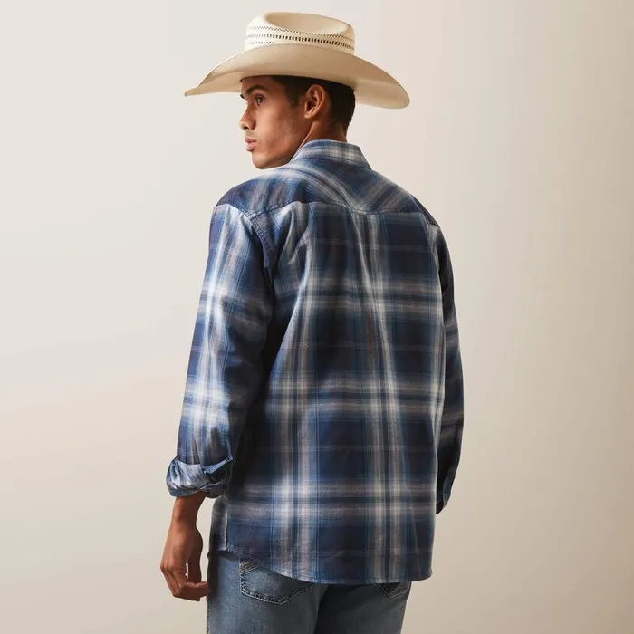 Men Button Down Shirts Ariat Habel Retro Fit Shirt Dark Denim Men Button Down Shirts Ariat Habel Retro Fit Shirt Dark Denim