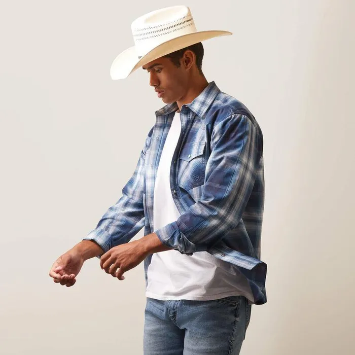 Men Button Down Shirts Ariat Habel Retro Fit Shirt Dark Denim Men Button Down Shirts Ariat Habel Retro Fit Shirt Dark Denim
