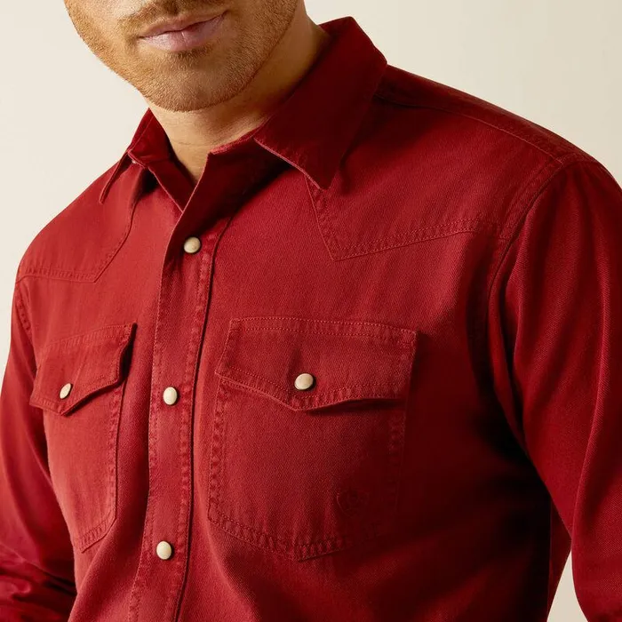 Men Button Down Shirts Ariat Jurlington Retro Fit Shirt Rosewood