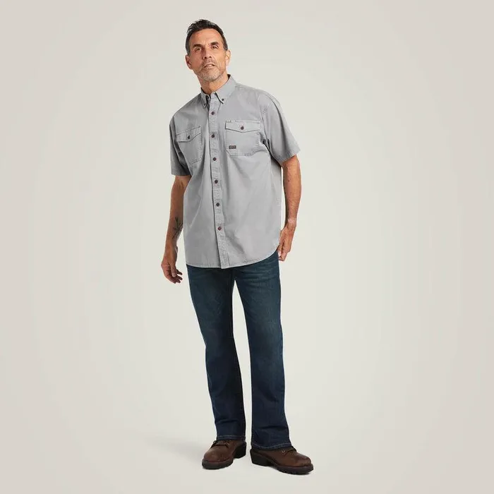 Men Button Down Shirts Ariat Rebar Washed Twill Work Shirt Silver Fox Men Button Down Shirts Ariat Rebar Washed Twill Work Shirt Silver Fox