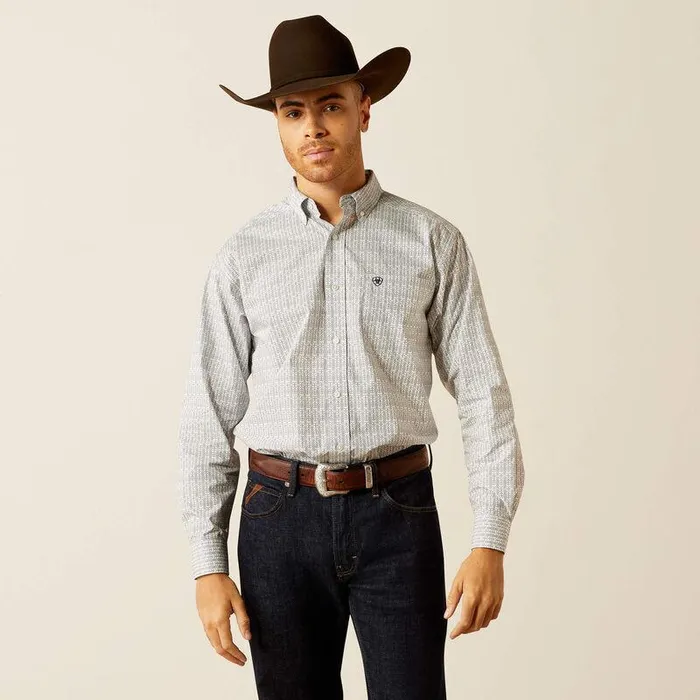 Men Button Down Shirts Ariat Reign Classic Fit Shirt White