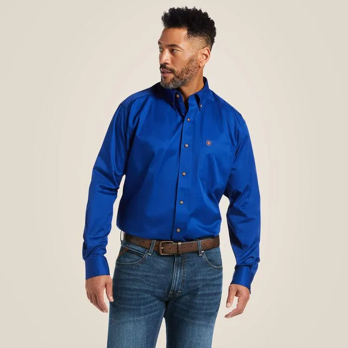Men Button Down Shirts Ariat Solid Twill Classic Fit Shirt Ultramarine