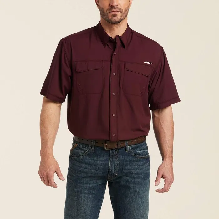 Men Button Down Shirts Ariat VentTEK Outbound Classic Fit Shirt Berry Bark