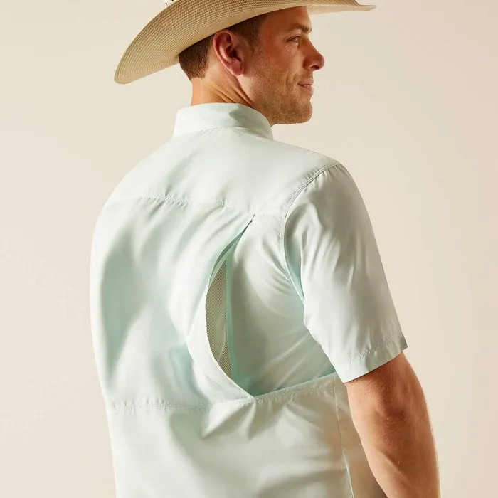 Men Button Down Shirts Ariat VentTEK Outbound Classic Fit Shirt Bleached Aqua