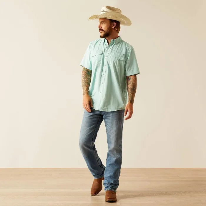 Men Button Down Shirts Ariat VentTEK Outbound Fitted Shirt Eggshell Blue Men Button Down Shirts Ariat VentTEK Outbound Fitted Shirt Eggshell Blue