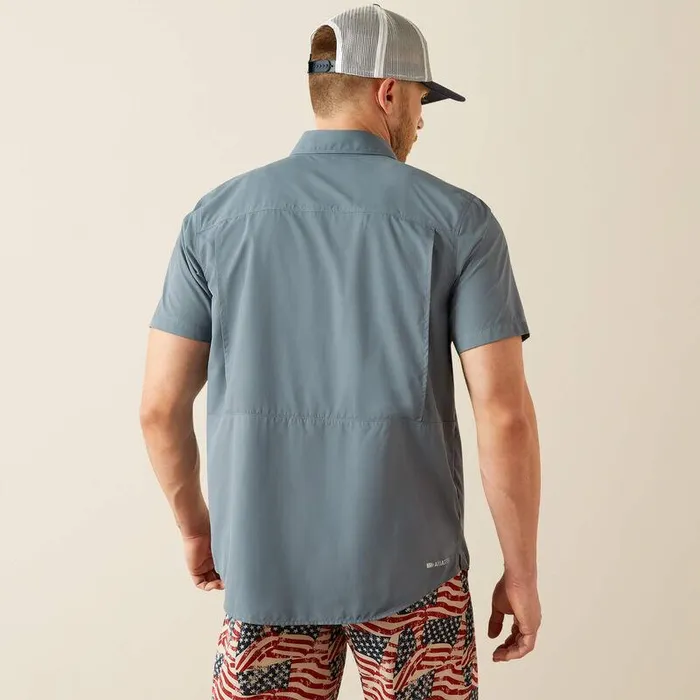 Men Button Down Shirts Ariat VentTEK Outbound Fitted Shirt Newsboy Blue