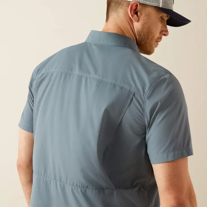 Men Button Down Shirts Ariat VentTEK Outbound Fitted Shirt Newsboy Blue