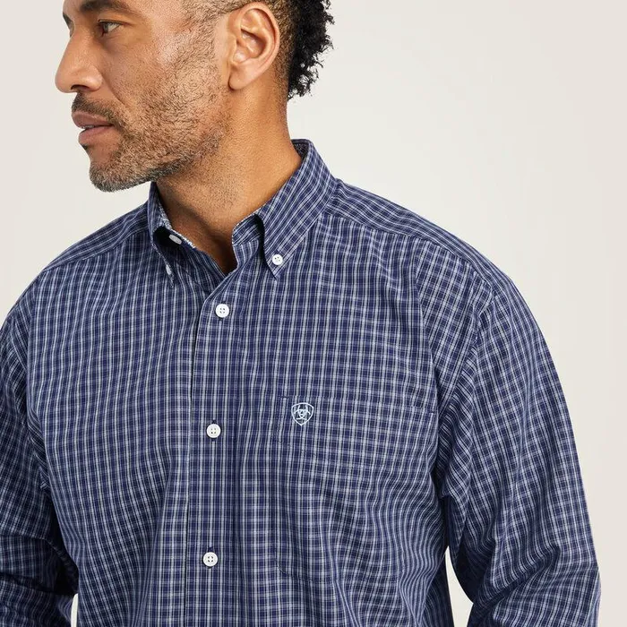 Men Button Down Shirts Ariat Wrinkle Free Immanuel Fitted Shirt Midnight Sail