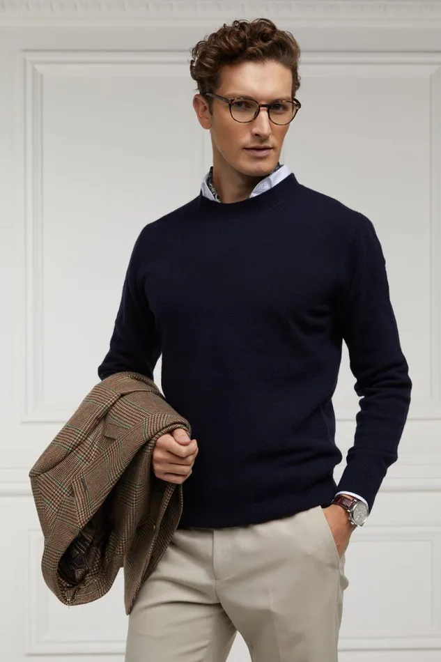 Men Byron Crew Neck Knit Navy Holland Cooper Knitwear