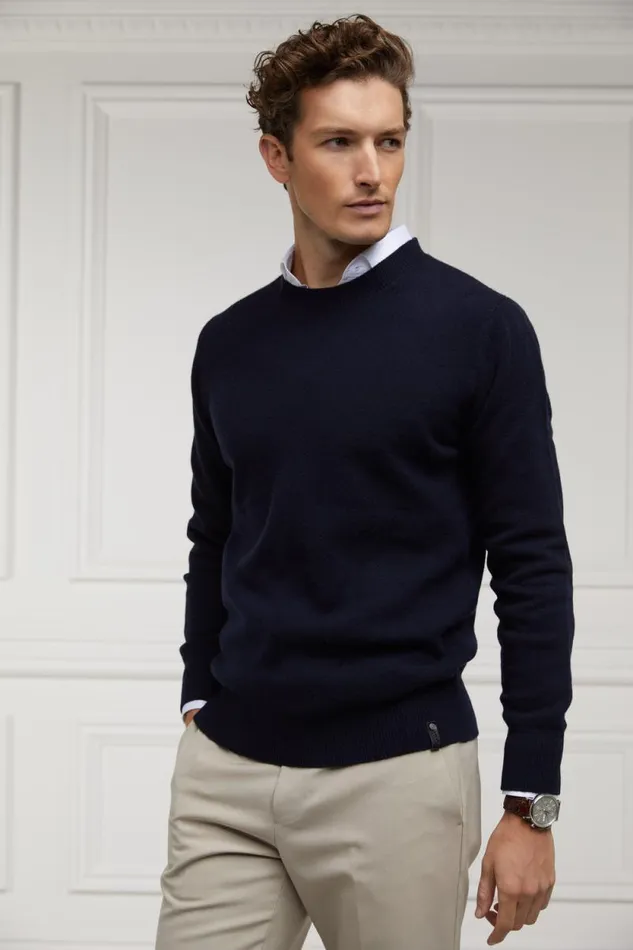 Men Byron Crew Neck Knit Navy Holland Cooper Knitwear