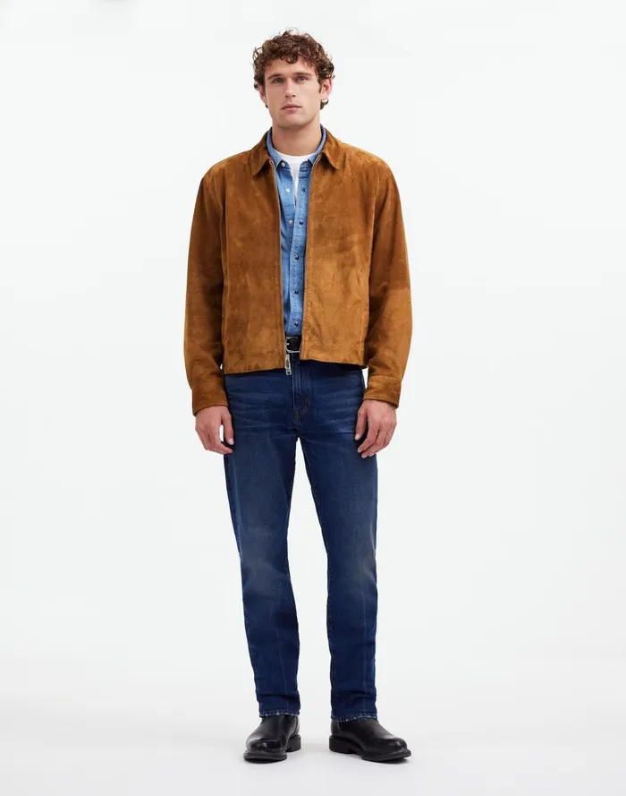 Men Coats Jackets Madewell Suede ZipFront Jacket Dried Cedar