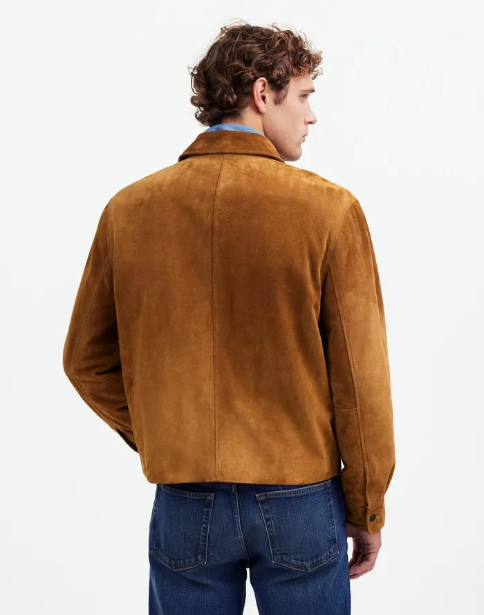 Men Coats Jackets Madewell Suede ZipFront Jacket Dried Cedar