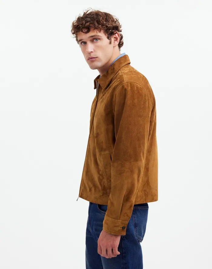 Men Coats Jackets Madewell Suede ZipFront Jacket Dried Cedar