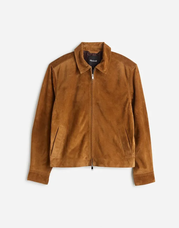 Men Coats Jackets Madewell Suede ZipFront Jacket Dried Cedar