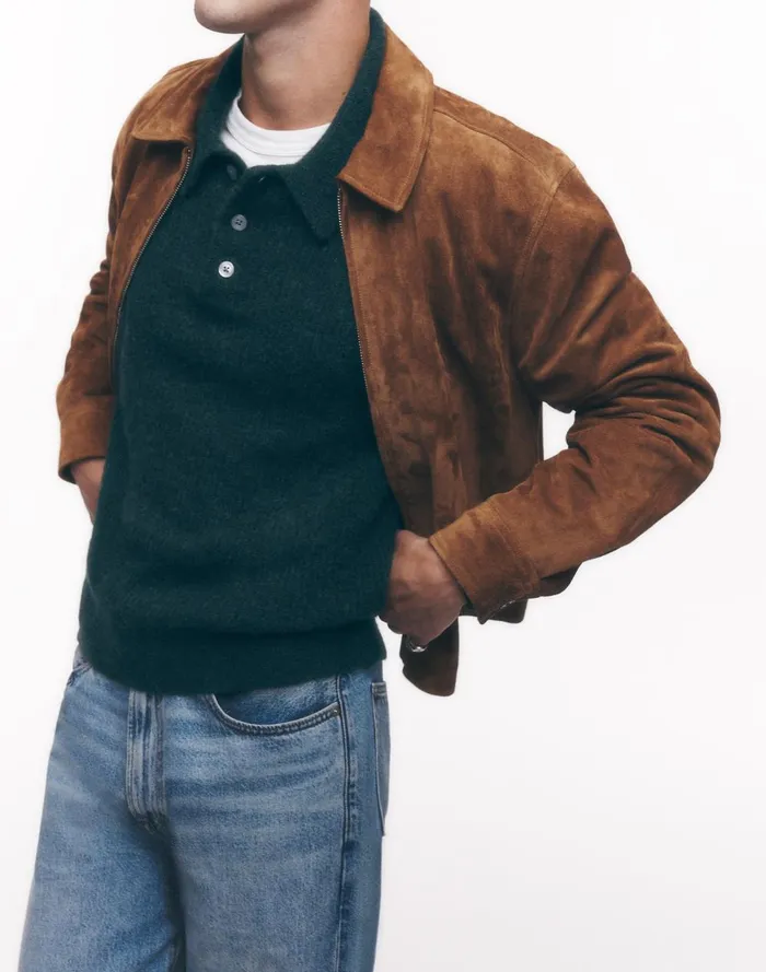 Men Coats Jackets Madewell Suede ZipFront Jacket Dried Cedar