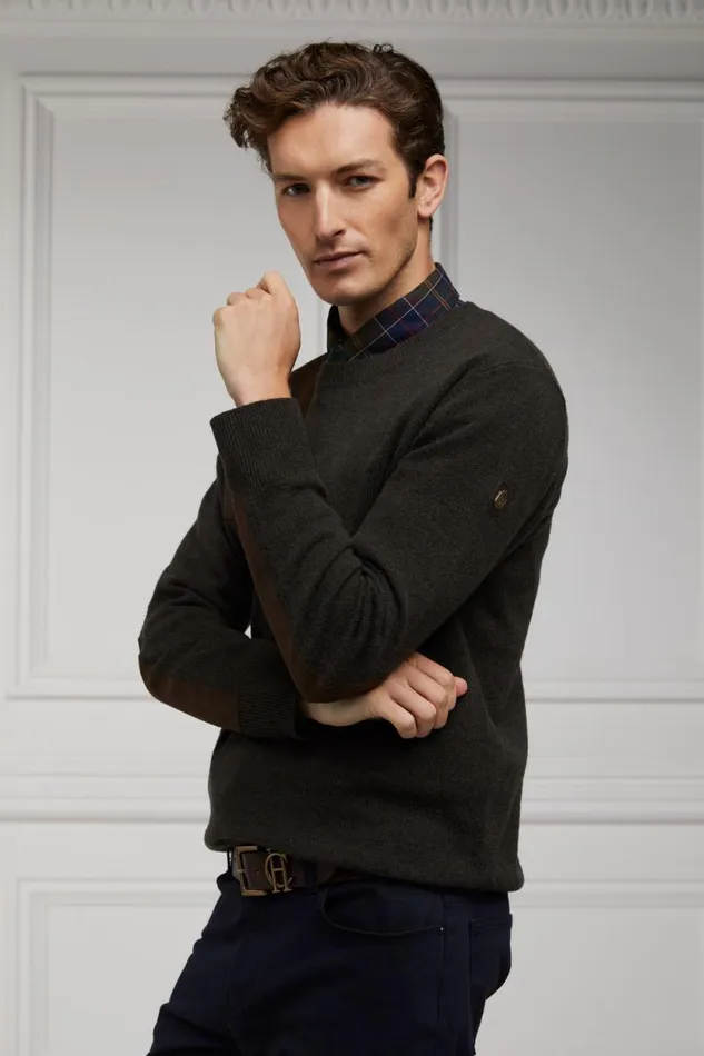 Men Country Crew Neck Knit Moss Holland Cooper Knitwear